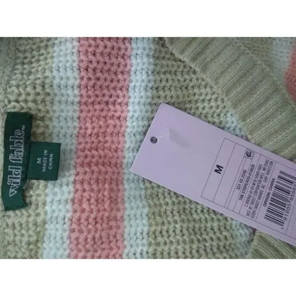 WILD FABLE WOMENS STRIPED V-NECK PULLOVER SWEATER- L - Picture 6 of 7